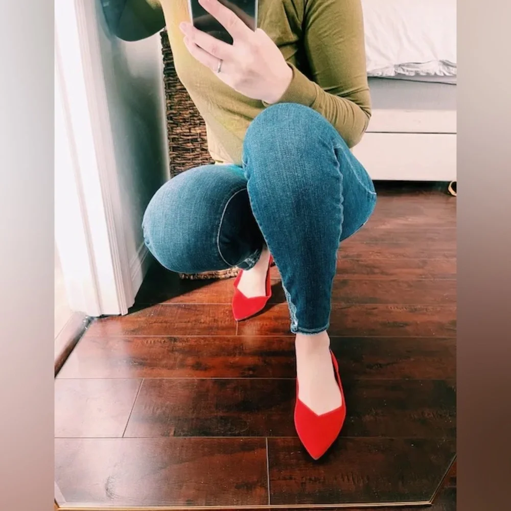 Rothy’s The Point Chili Red Ballet Flats Shoes Size W 7